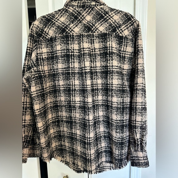 Plaid Shacket with frayed trim - Picture 2 of 5